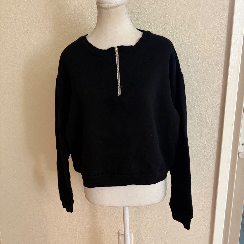 MONROW Black Half Zip Sweater Size Extra Large